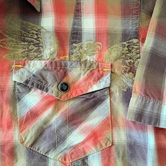 Boys Size 8 Bundle Route 66 & Cherokee Plaid Button Down Shirts LS SS - Picture 7 of 9